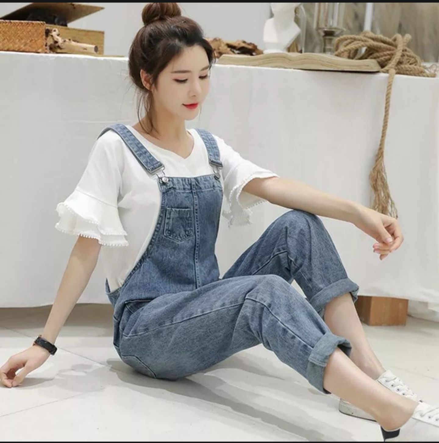 yếm jeans nữ quần ngố - yếm jeans nữ dài chất bò thời trang SUBEOSHOP89 m01