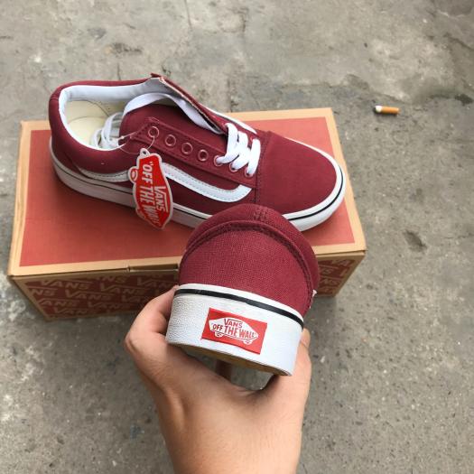 Giày Vans Old Skool Màu Đỏ Mận, Đen