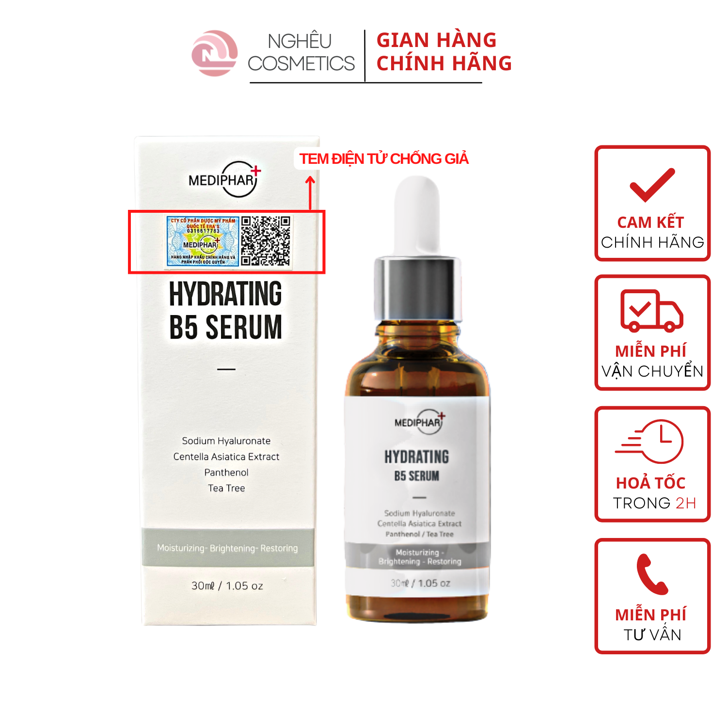 Serum phục hồi cấp ẩm chống lão hóa hydrating b5 mediphar 30ml