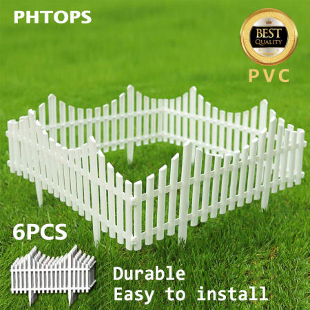 European Style White Plastic Garden Fence for Driveway Guardrail, 6PCS 