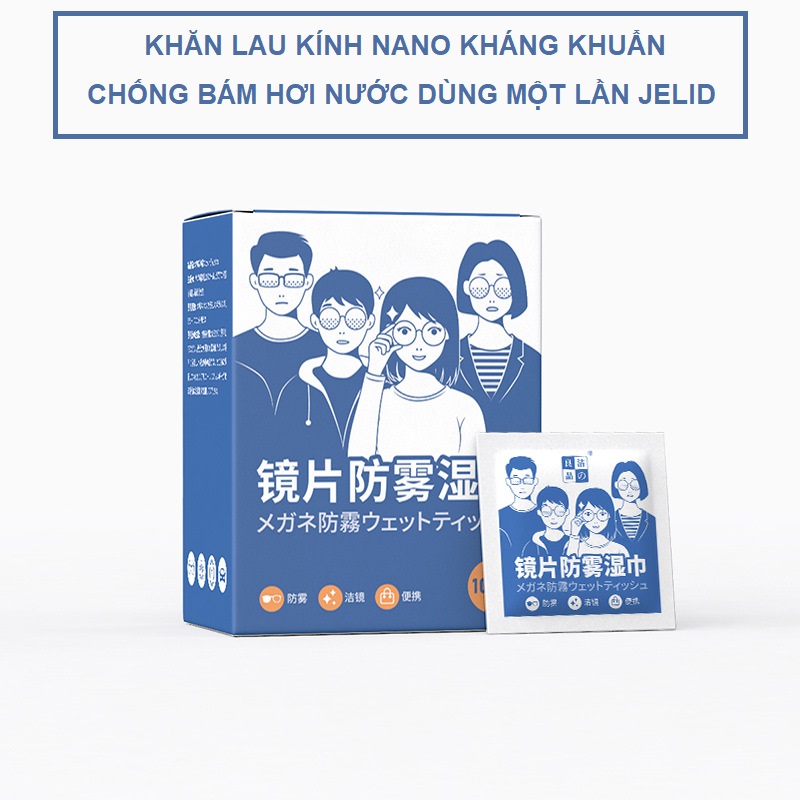 Khăn lau kính nano kháng khuẩn đa năng dùng một lần Jelid chống bám hơi nước, sương mù,loại sạch bụi bẩn, dầu mỡ, phù hợp mọi loại gương, kính
