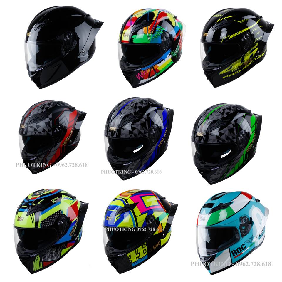 [Tặng thêm kính] Mũ bảo hiểm fullface 2 kính ROC 03 - Mũ bảo hiểm ROC03