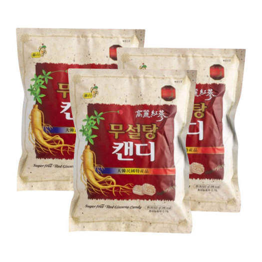 Combo 3 gói Kẹo hồng sâm không đường cao cấp Sugar Free Red Ginseng Candy 500g - Hàn Quốc