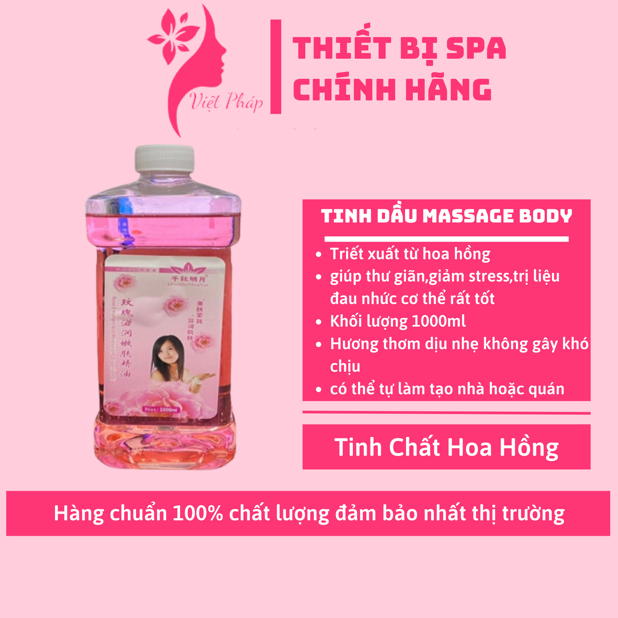 Tinh dầu massa body hoa hồng massa toàn thân massa yoni chai 1000ml