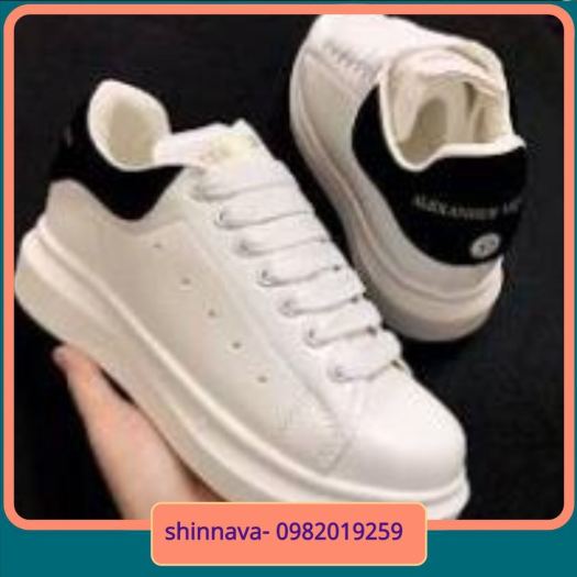 ✲✢⊕  Giày Alexander Mcqueen ✅phun box bill✅ Giày thể thao trắng  MCQ gót đen nam nữ hàng cao cấp