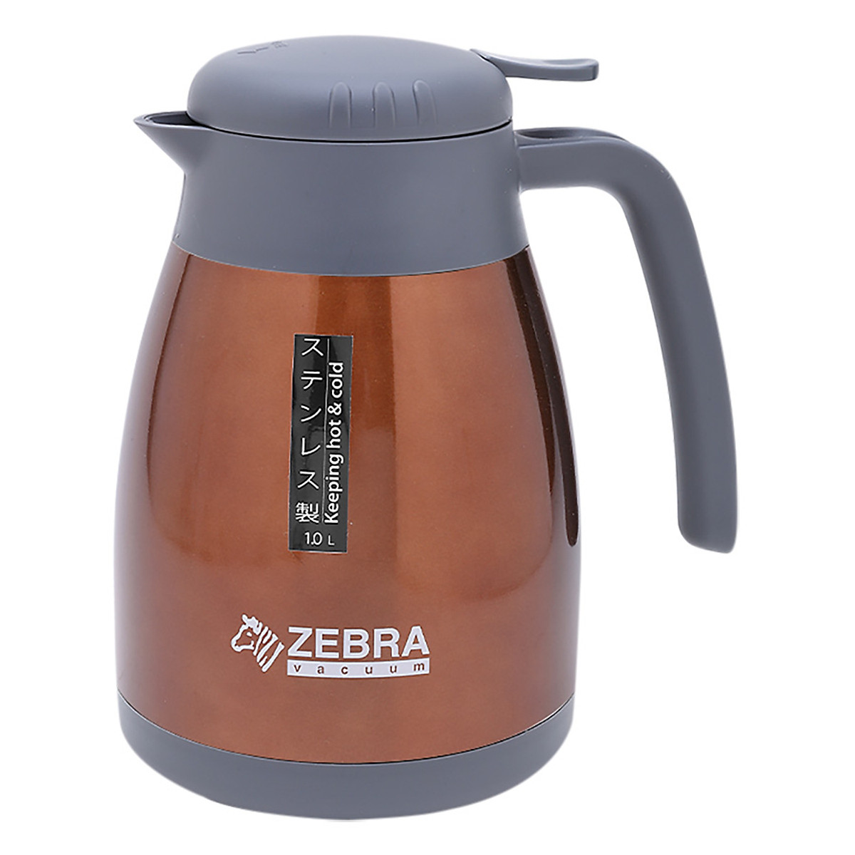 Bình giữ nhiệt inox zebra thái lan 1l-112967 màu nâu hàng nhập khẩu