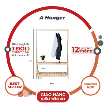BIG SIZE GIÁ TREO QUẦN ÁO LẮP RÁP 2 TẦNG BIG SIZE - A HANGER 2F 1 MÉT