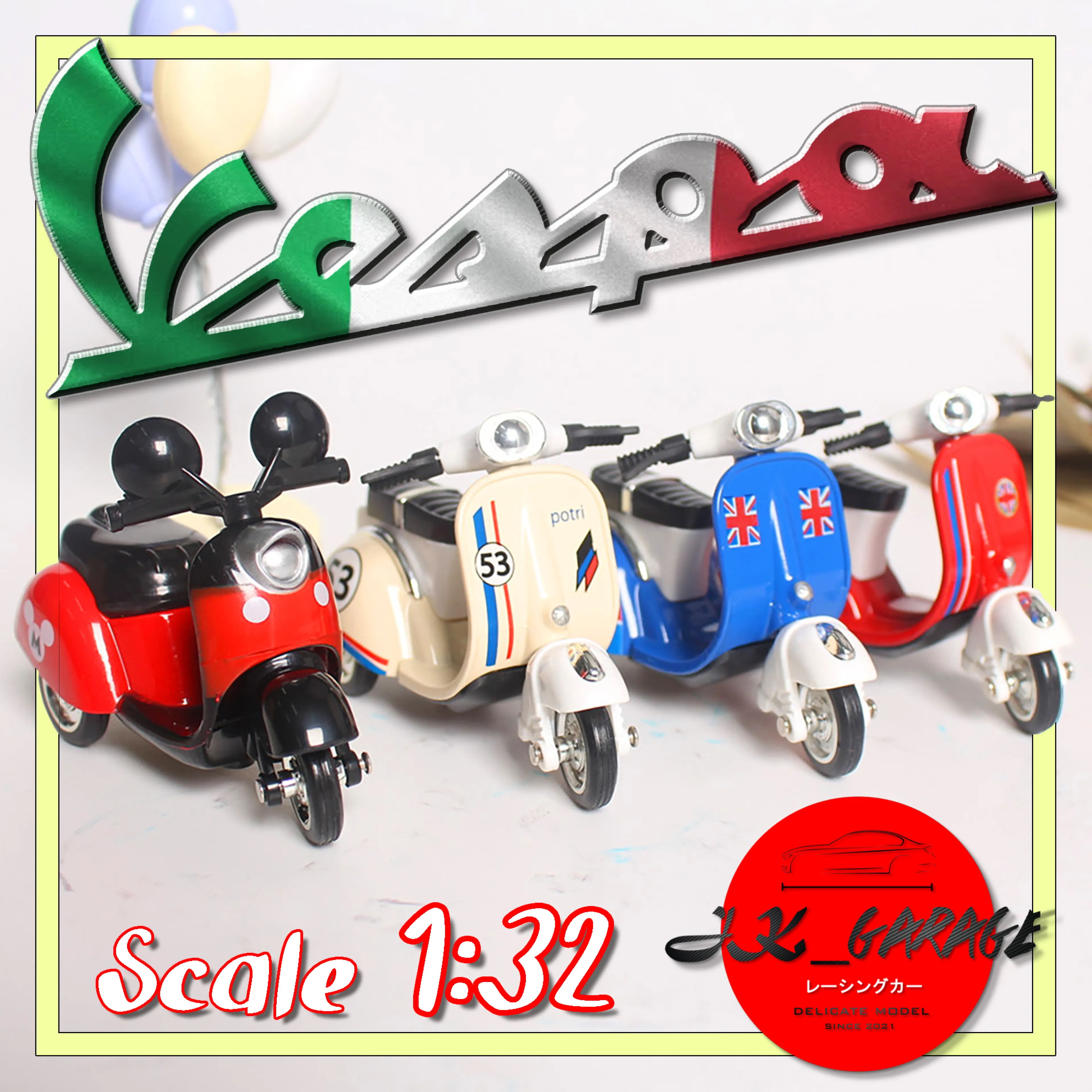 [พร้อมส่ง🔥]โมเดลรถเหล็ก รถเวสป้า Vespa ขนาด 4" ยาว 10 ซม โมเดลรถยนต์ รถโมเดลเหล็ก รถเหล็กโมเดล ของขวัญ แฟน มอเตอร์ไซค์