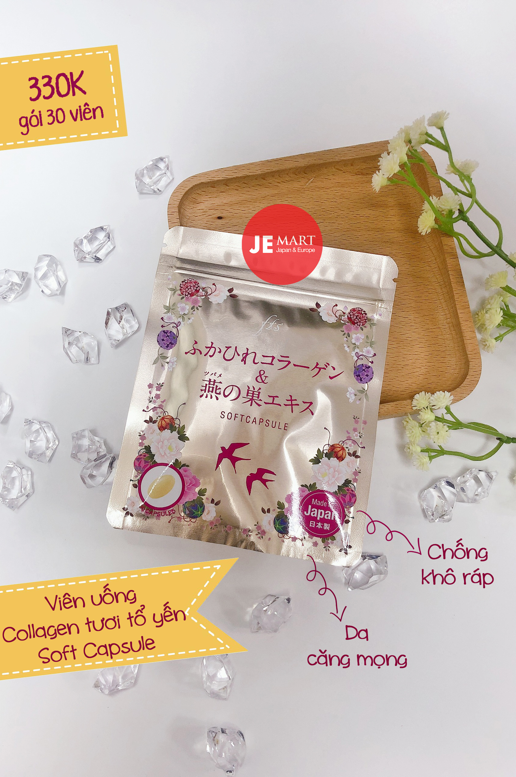 Viên uống collagen tươi Soft Capsule tổ yến Nhật Bản