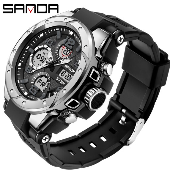 Đồng hồ Nam SANDA D6008 Chuẩn Bền Quân Đội, 2 Máy Chạy Song Song, Chống Nước Rất Tốt Bảo Hành Toàn Quốc 12 Tháng