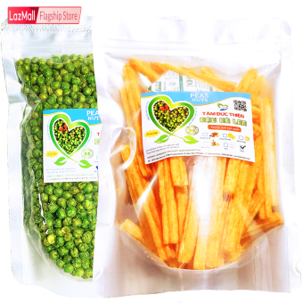 Combo 2 Túi: Hà Lan Rang Muối 500GR và Túi Bánh Khoai Tây Phô Mai Que & Đậu Hà Lan 205GR Tâm Đức Thiện - Thực Phẩm Đóng Gói Đóng Hộp Ăn Liền – Đồ Ăn Vặt Lazada bánh kẹo quà Tết