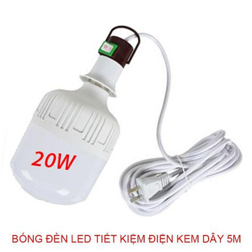 Bóng đèn led 20W kèm đuôi đèn có công tắc và dây dài 5m siêu tiết kiệm điện an toàn cao cấp