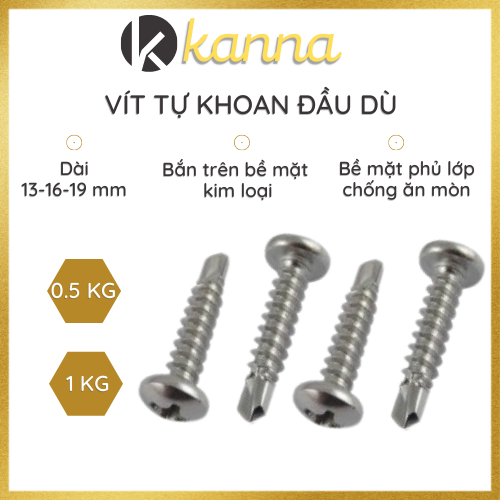 Vít bắn sắt đầu dù đuôi cá tự khoan, bắn tôn