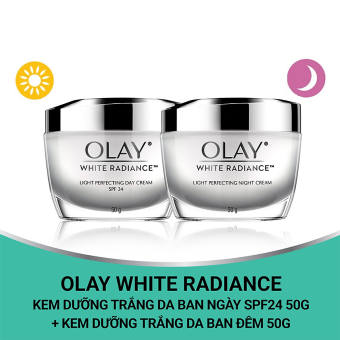 Combo Kem dưỡng ẩm trắng da ngày đêm Olay White Radiance 50g