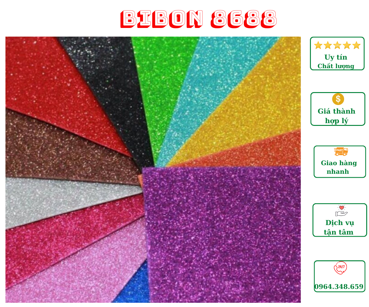 10 xốp nhũ kim tuyến các màu khổ A4