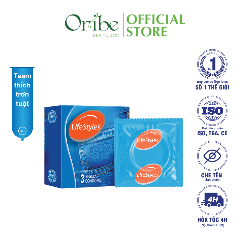 Bao cao su lifestyles classic thiết kế mỏng ôm sát cao cấp hộp 3 bao