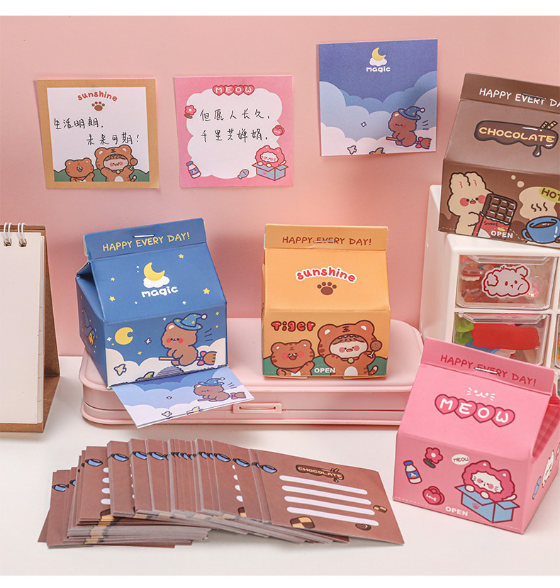 Hộp 200 tờ giấy nhớ, flashcard quà tặng siêu xinh lila hnote200