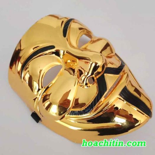 Địa điểm địa phương_  Mặt nạ Hacker vàng bóng bạc bóng đen trắng mặt nạ Halloween hàng đẹp bao chất lượng
