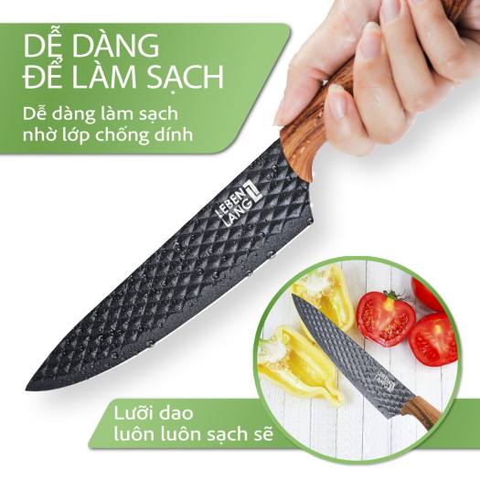 Bộ dao bếp thép cao cấp không gỉ 5-7 món LEBENLANG nhập khẩu chính hãng của Đức mẫu mã đẹp, combo dao làm bếp cao cấp thép không gỉ chống dính