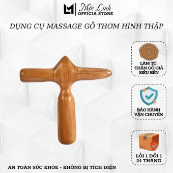 Dụng cụ massage day ấn huyệt mát xa gỗ thơm thư giãn hình chữ thập - shop mộc linh