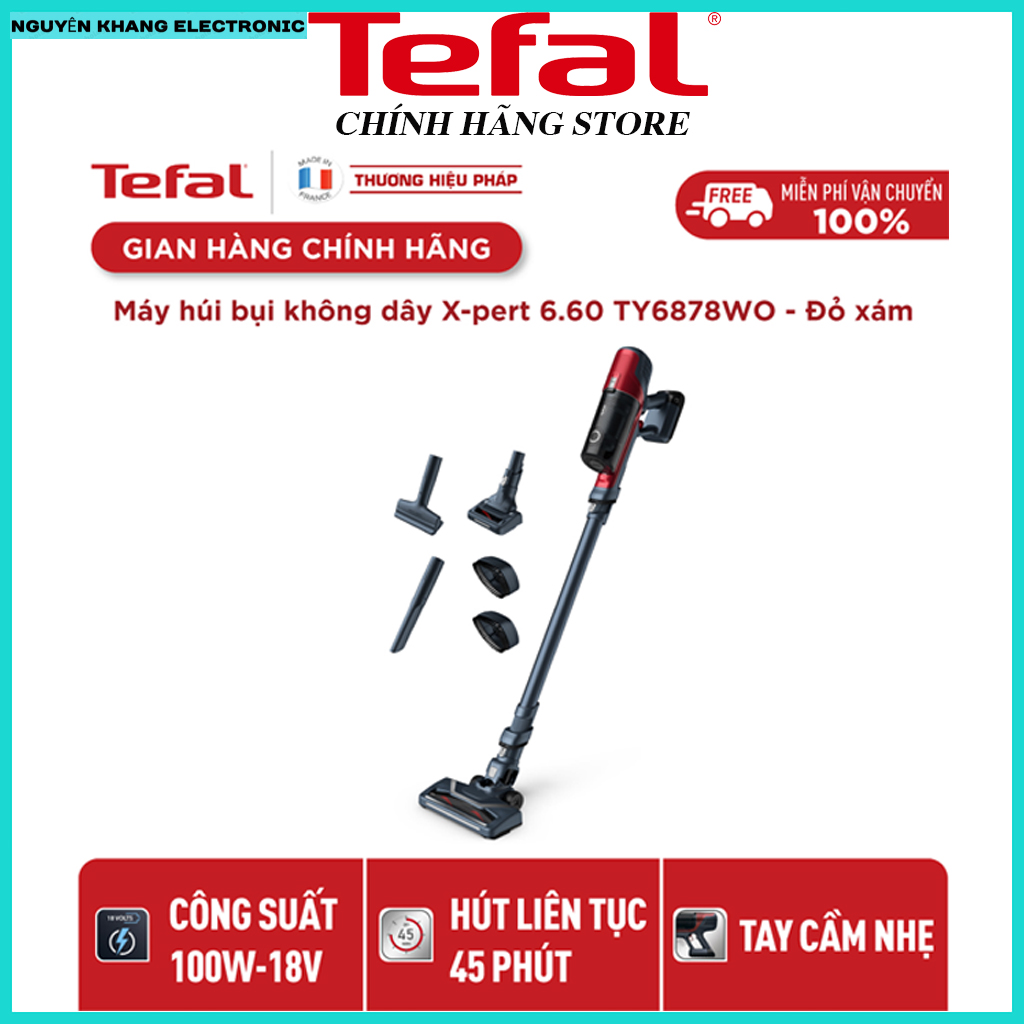 Máy hút bụi không dây dùng pin tefal ty6878wo - x-pert 6.60