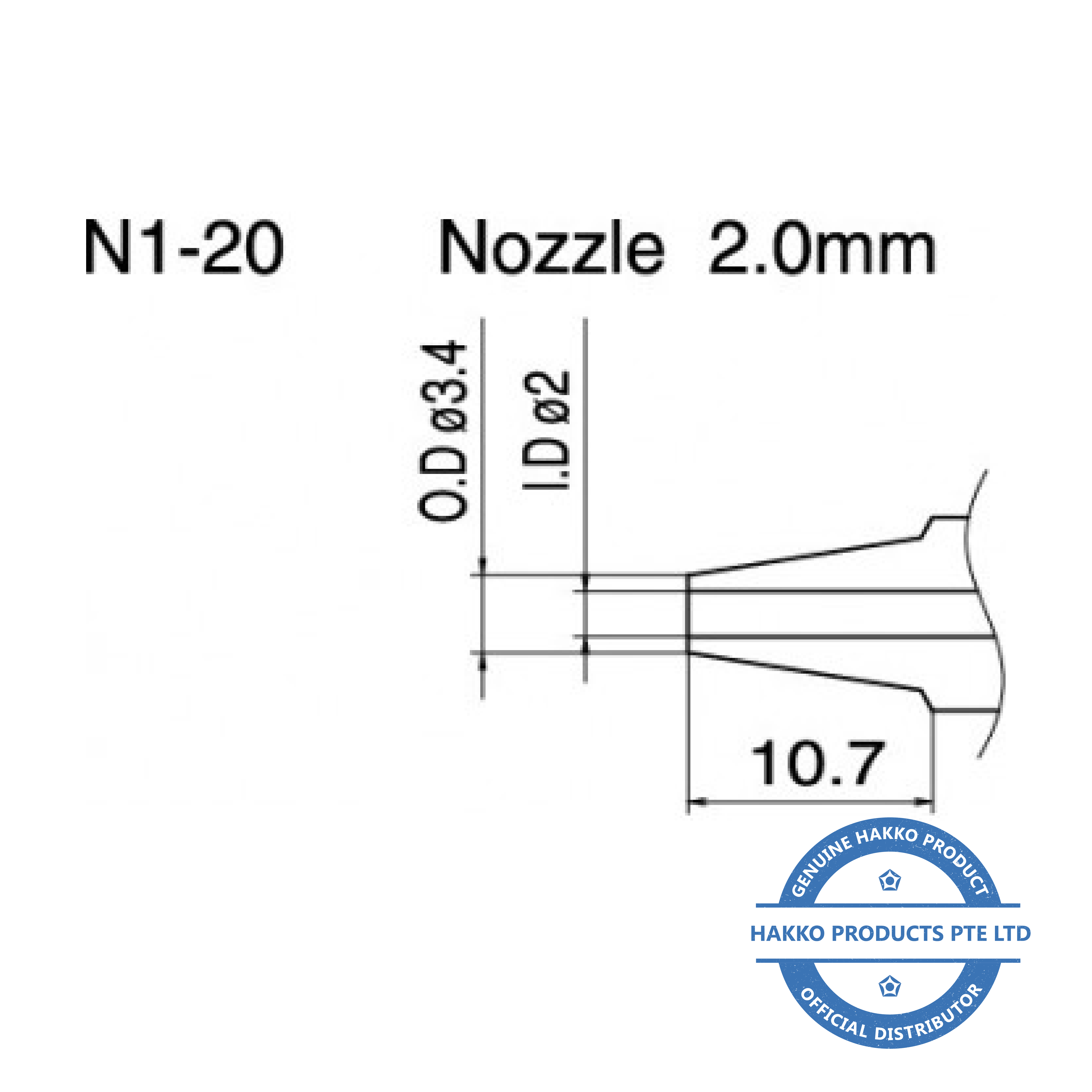 2.0mm Hakko Nozzle Hot Air Single Jet 