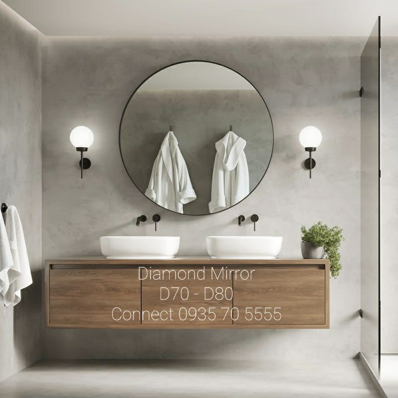 Gương tròn treo tường cỡ lớn Diamond House D70, D80