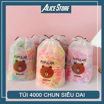 Túi 4000 dây thun buộc tóc nhiều màu tiện lợi - Túi gấu dây rút đựng chun cột tóc cho bé - Dây chun, dây thun, dây buộc tóc