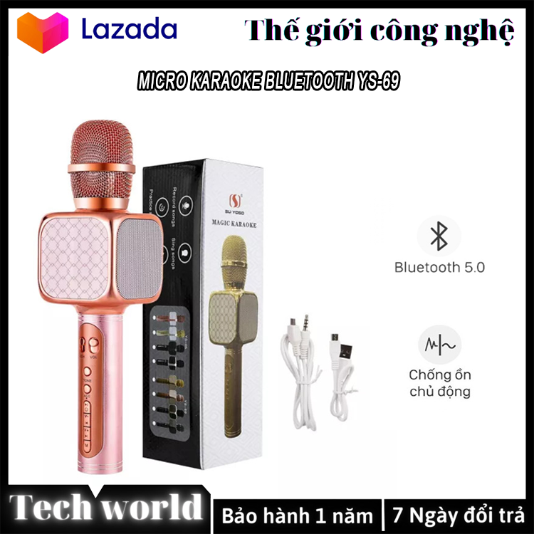 Micro karaoke bluetooth không dây YS-69 Premium, Mic Karaoke Gia Đình, Micro hát Karaoke cực hay Ys 69 phiên bản mới nhất 2022 3in1 tích hợp loa Bluetooth, Âm thanh cực đỉnh - Hát Cực Hay