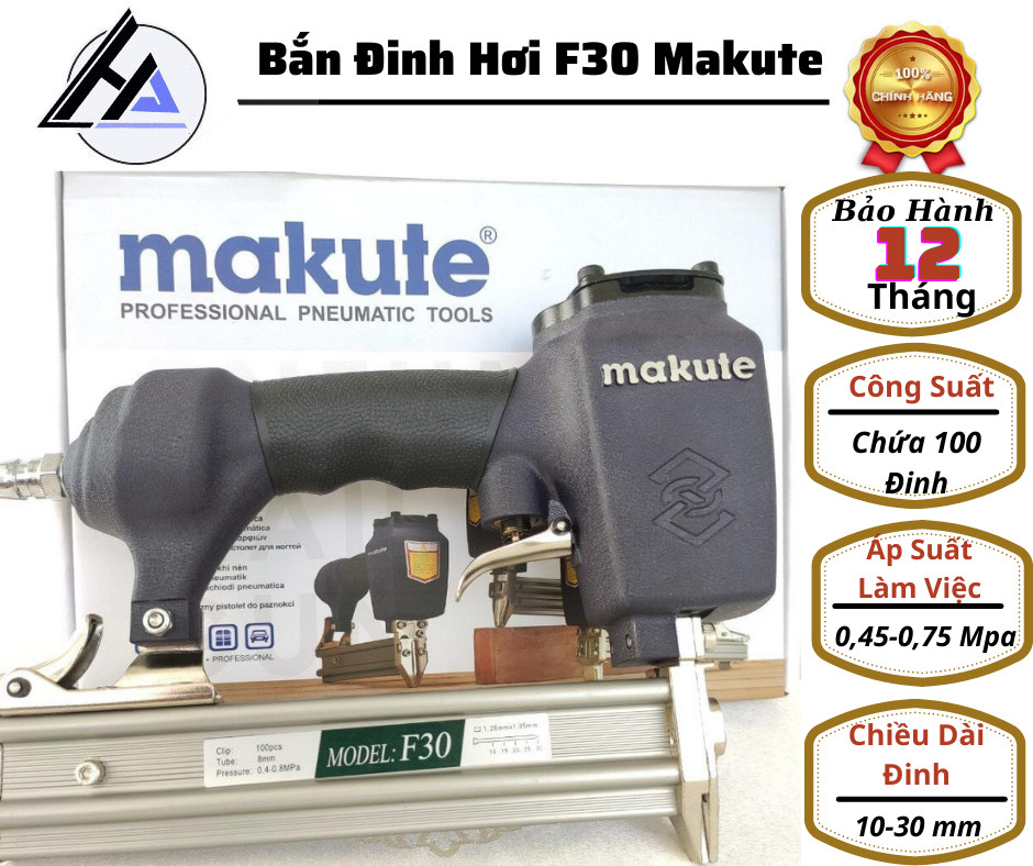 Máy bắn đinh thằng dùng hơi f30 makute- hàng cty -bảo hành 6 tháng