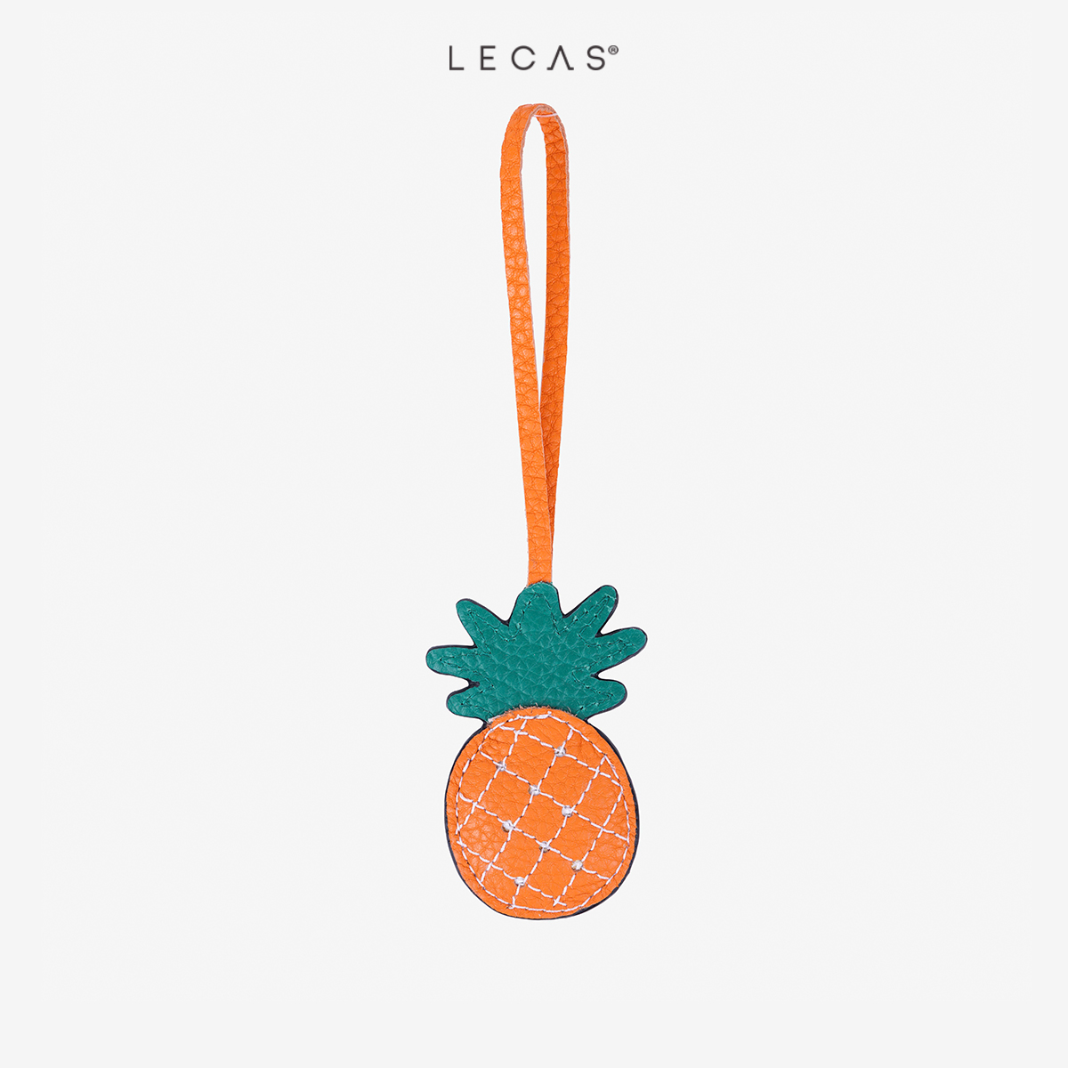 Phụ kiện cài túi xách da bò thật lecas charm dứa