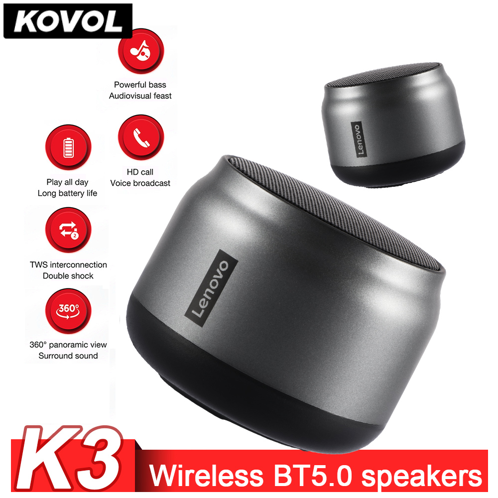 Kovol loa di động lenovo k3 loa siêu trầm âm thanh vòm âm thanh nổi 3d loa không dây tương thích bluetooth