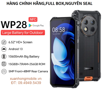 Oukitel WP28S Điện thoại SIÊU BỀN(chống nước,chống sốc,pin 10600mAh, Màn hình 6,52in HD, Camera 13MP ,Android 14,NFC)