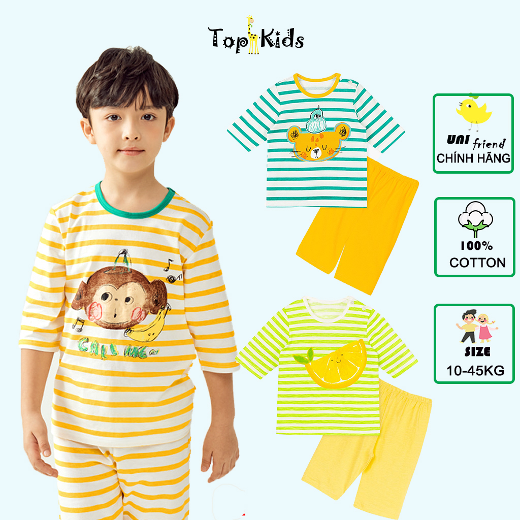 SET, BỘ, QUẦN ÁO LỬNG HÈ THU, UNIFRIEND, COTTON, TOPKID_VIETNAM, kẻ gấu, kiwi