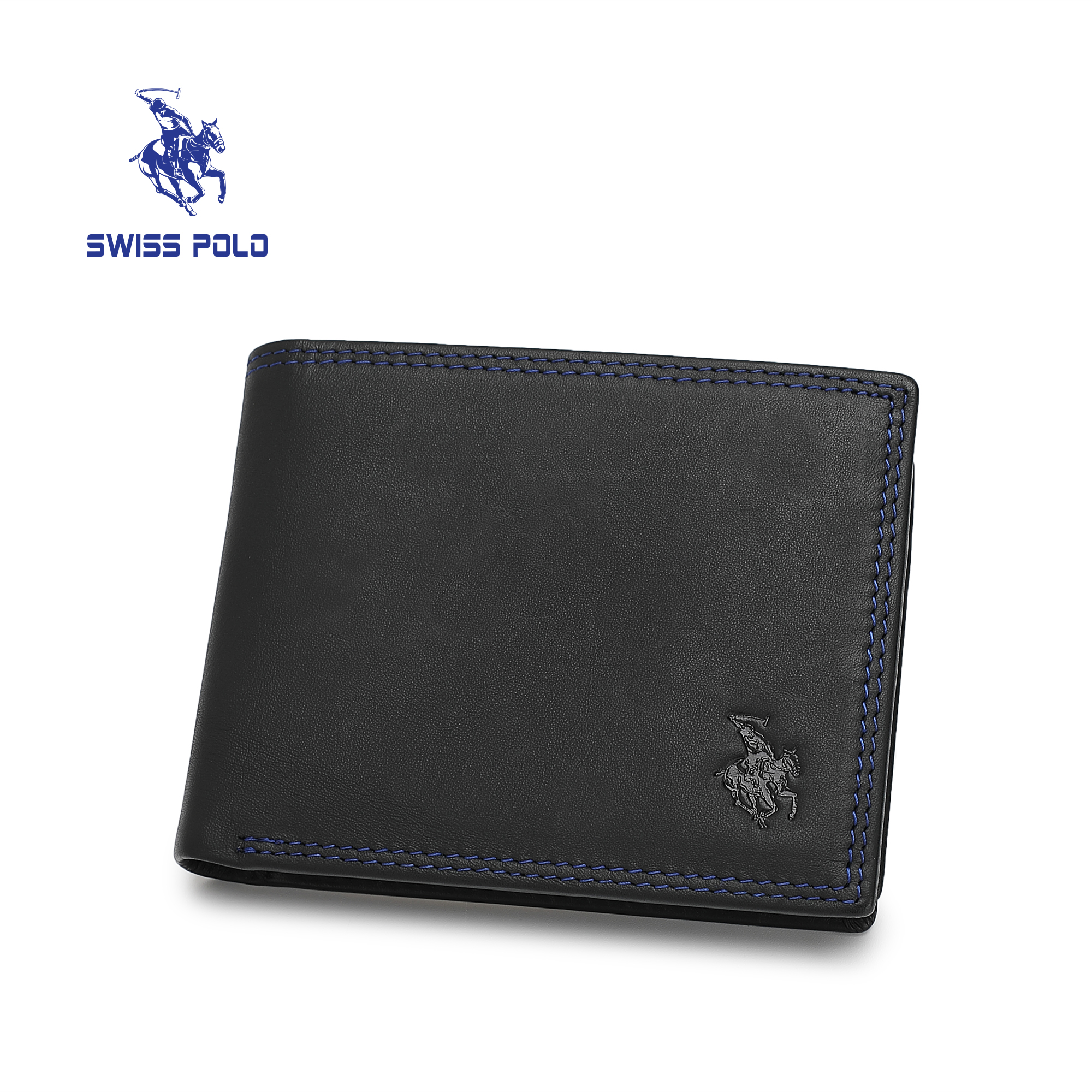 SWISS POLO Genuine Leather RFID Short Wallet SW 181-2 BLACK