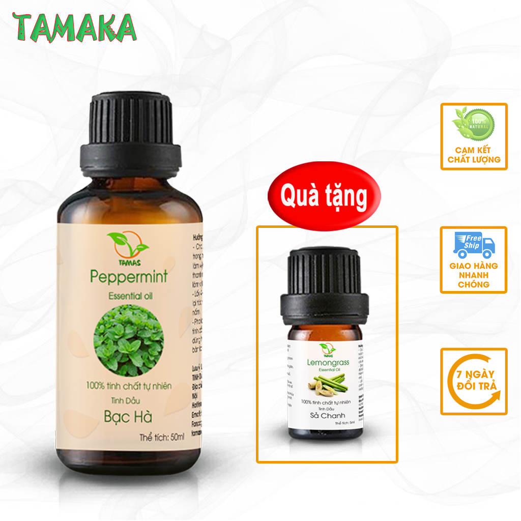 Tinh dầu Bạc Hà nguyên chất thương hiệu TAMAS, Tinh dầu thơm phòng, xông phòng, khử mùi, thoáng khí, thanh lọc không khi, thích hợp dùng treo xe ô tô, treo tủ quần áo, dùng trong máy khuếch tán tinh dầu, đèn xông tinh dầu