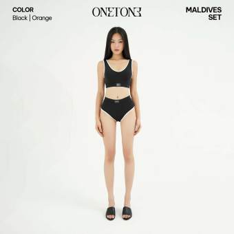 Set đồ bơi nữ cao cấp Onetone bikini đi biển cạp cao Maldives