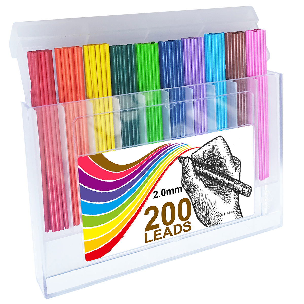 200 cái hộp chì màu bút chì 2.0mm chì bút chì cơ học 10 độc đáo màu bút