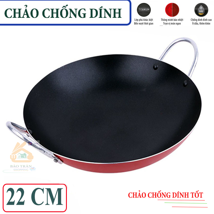 [DEAL GIẢM SỐC] Chảo chống dính 2 quai sâu lòng 22 cm cao cấp. Chảo chiên xào chống dính hàng tốt