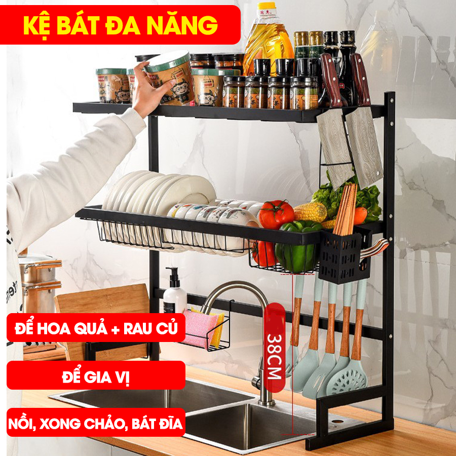 Kệ đựng bát đĩa, rau củ quả đa năng - Kệ Để Chén Bát ở bồn rửa bát - Giá đựng bát đũa kệ để đồ bếp - Thép cacbon chống gỉ - 4 Phân loại