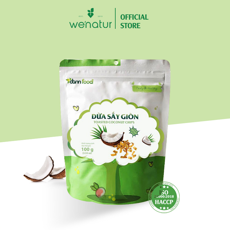 [Xuất Khẩu] Dừa Sấy Giòn Nguyên Chất Ít Đường 100g Dann Food