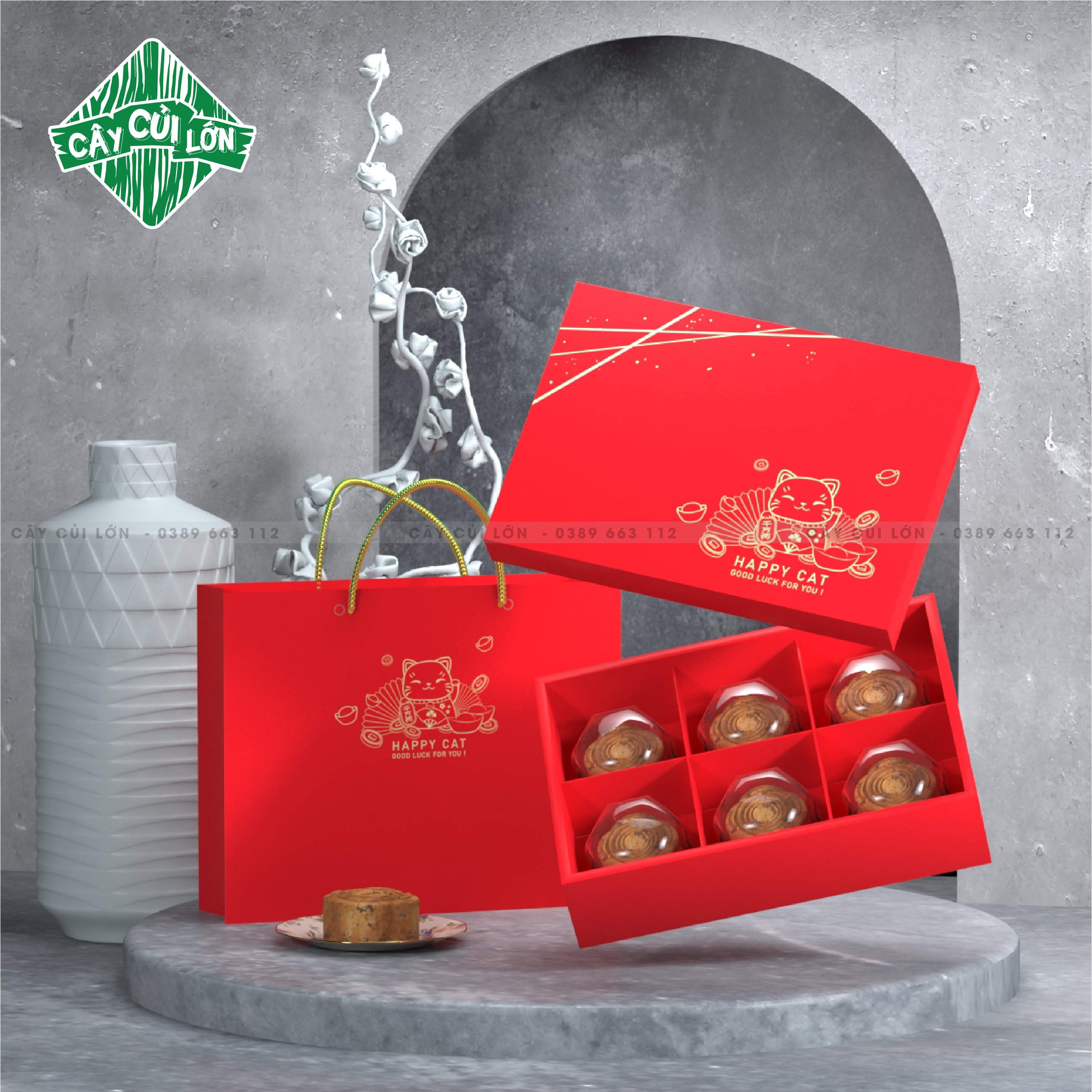 Bộ hộp lucky cat 6 bánh 50-80g