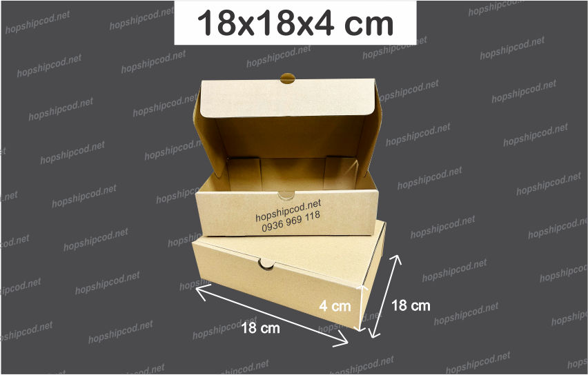 [Combo 100 cái] 18x18x4 cm Hộp đựng pizza