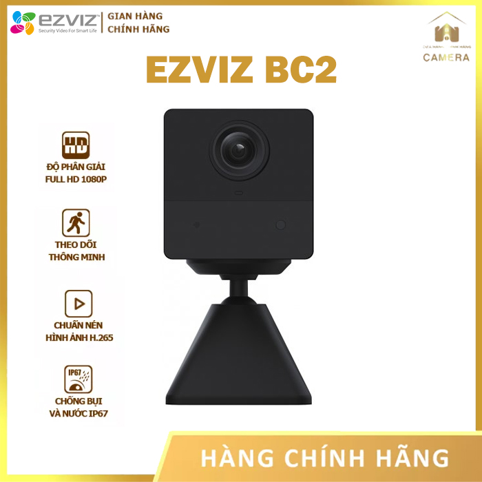 Camera wifi bc2 dùng pin không dây mini của ezviz - camera chính hãng