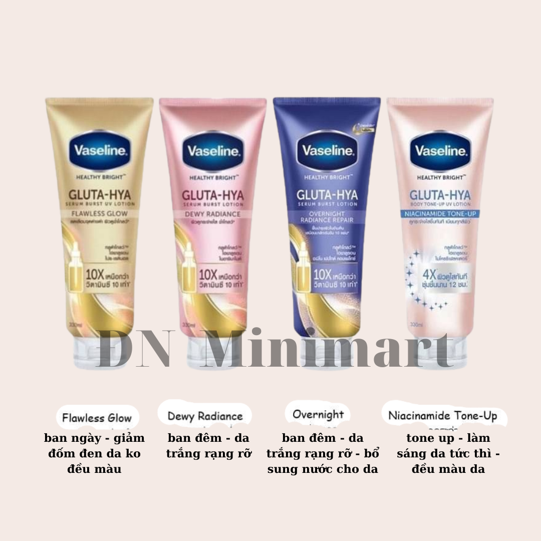 Sữa dưỡng thể vaseline healthy bright gluta hya serum 10x thái lan 300ml