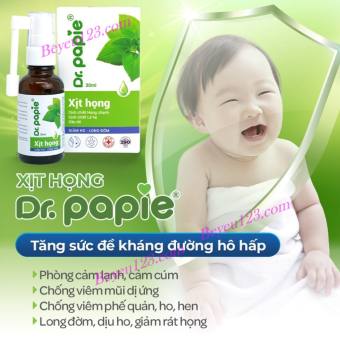 Xịt Họng cho Bé tinh dầu Húng chanh Dr.Papie 30ML - Hỗ Trợ Giảm Ho, Tăng Sức Đề Kháng