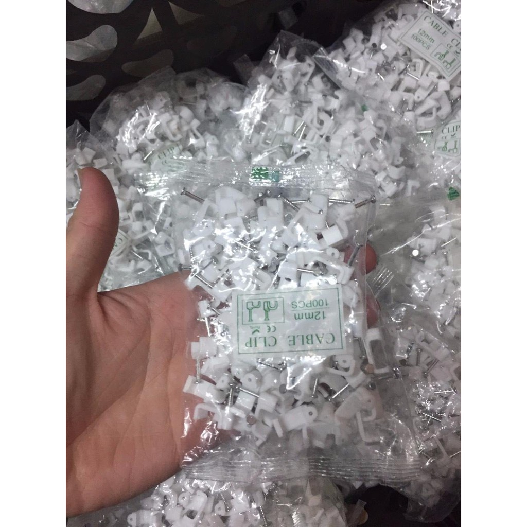 Nẹp dây f12mm kích thước cho dây đồng trục, dây mạng, dây điện,... túi 100c