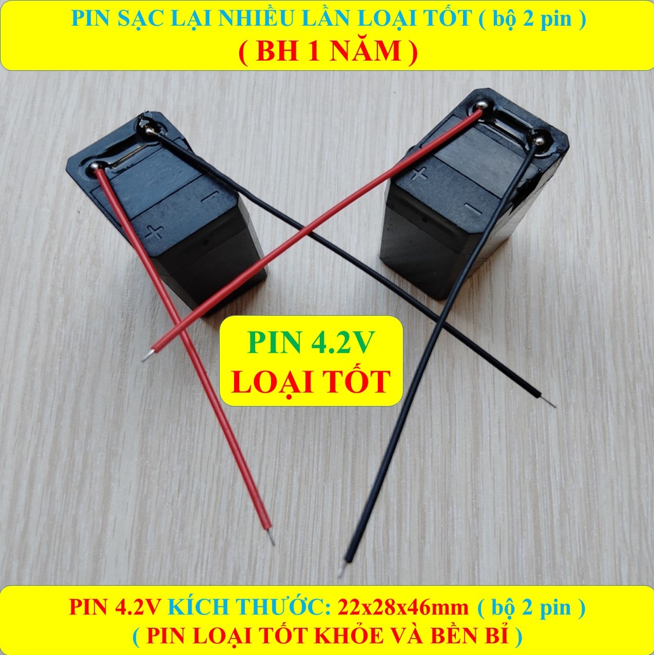 2 Pin vợt muỗi LOẠI XỊN 4.2V (BH 1 NĂM) Điện Quang, Rạng Đông, G8, Sunhouse, ASIA... sạc lại nhiều lần khỏe và rất bền bỉ