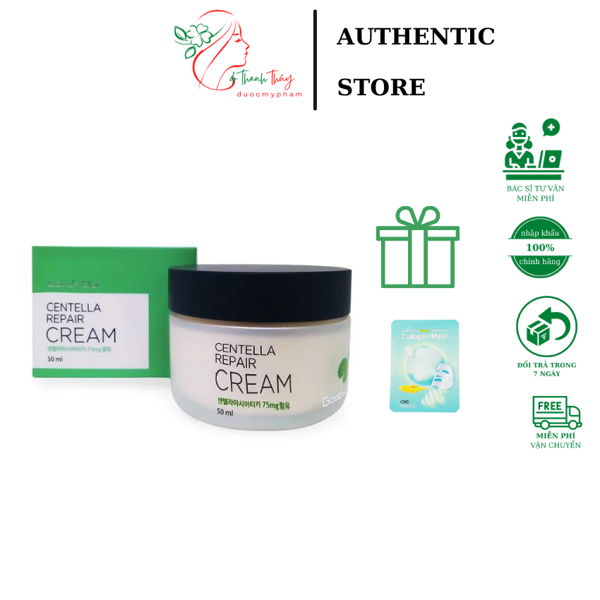 [CHÍNH HÃNG+QUÀ 30K]kem phục hồi, dưỡng ẩm,trắng da rau má goodndoc 50g phục hồi da sau nhiễm corticoid tặng mặt nạ collagen hàn quốc DrThanhThuy_duocmypham