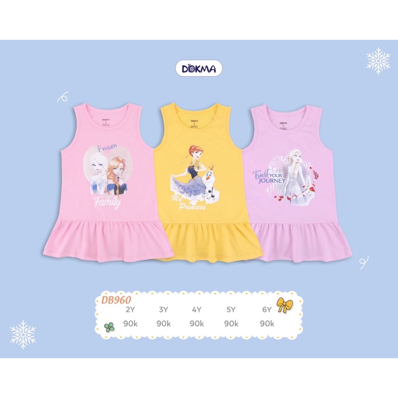 Váy ba lỗ bé gái Dokma chất Cotton mềm, mát